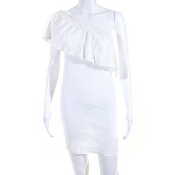 Milly Cabana Women's Asymmetrical One Shoulder Mini Dress White Size L - Picture 1 of 6